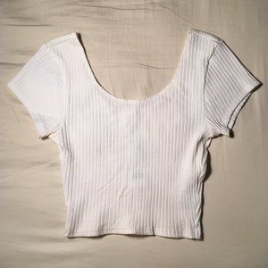 Ribbed White Crop Top